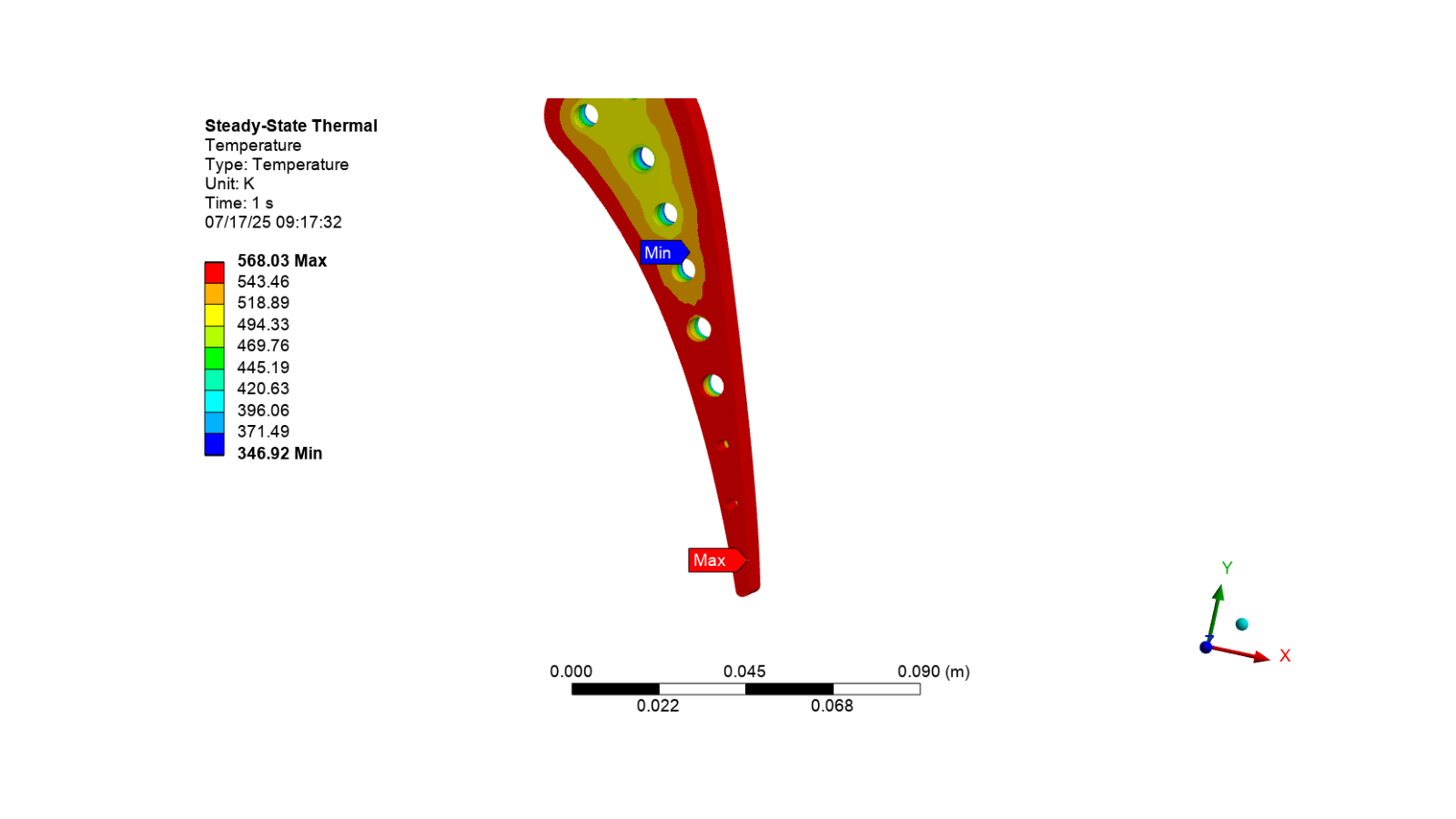 cooled turbine blade embed